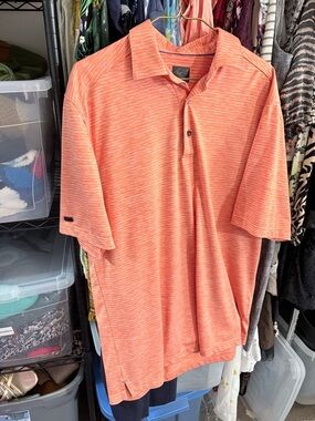 Greg Norman Collection Heathered Coral Orange Polo